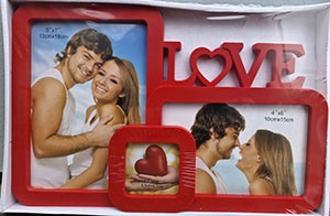 Фоторамка коллаж YW-005 Love 3фото 10х15 бел/красная 72шт/ящ 51v5-29 - 1