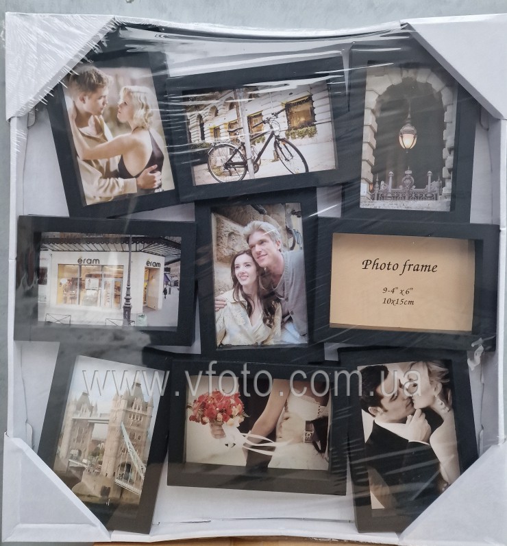 Фоторамка коллаж ZNSHY9909 9фото 10х15 бел/черн 24шт/ящ 54v5-35 - 1
