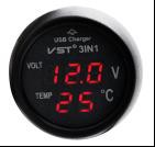 Термометр-вольтметр  VST-706-1, кр., +  USB (3928)