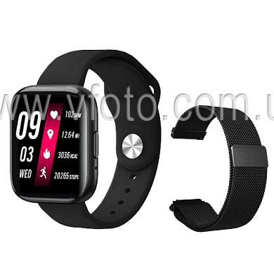 Smart Watch T99S, голосовой вызов, два браслета, black (7951)