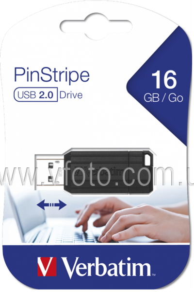 Flash Drive Verbatim USB Drive 16GB Store 'N' Go PinStripe Black (49063) (5688457)
