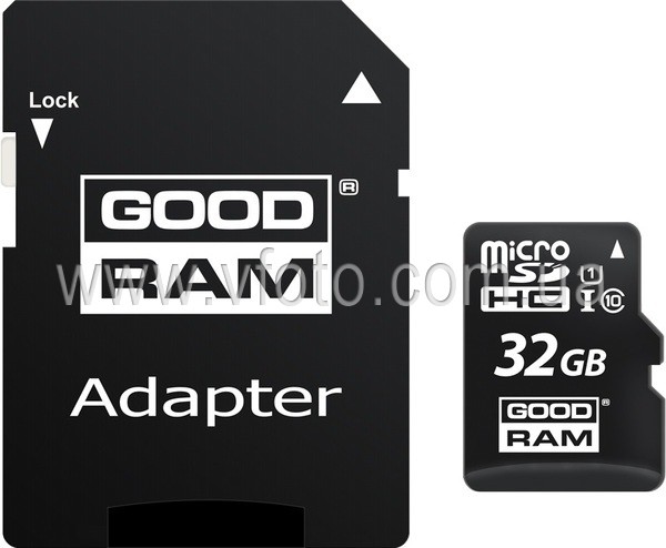 Карта памяти GoodRam microSDHC 32GB Class 10 UHS I (M1AA-0320R12) + SD адаптер (6440799)