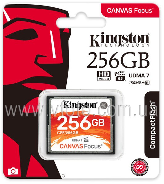 Карта памяти Kingston Compact Flash Canvas Focus 256 GB (150R/130W) (6482536)