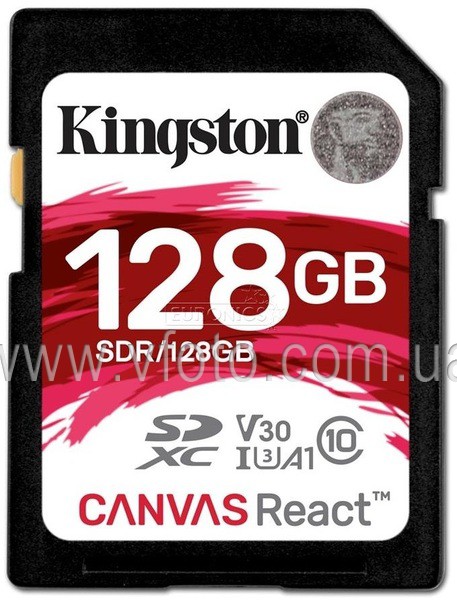 Карта памяти Kingston SDXC 128GB UHS-I U3 Canvas React (SDR/128GB) (6408567)
