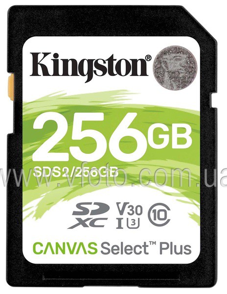 Карта памяти Kingston SDXC 256GB Canvas Select Plus Class 10 UHS-I U3 V30 (SDS2/256GB) (6544953)