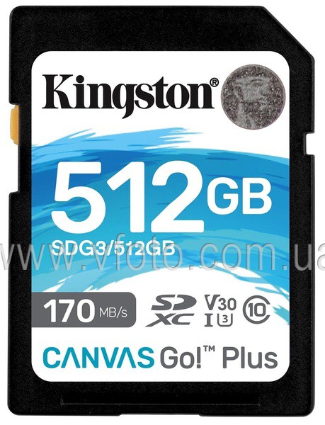 Карта памяти Kingston SDXC 512GB Canvas Go! Plus Class 10 UHS-I U3 V30 (SDG3/512GB) (6570981)