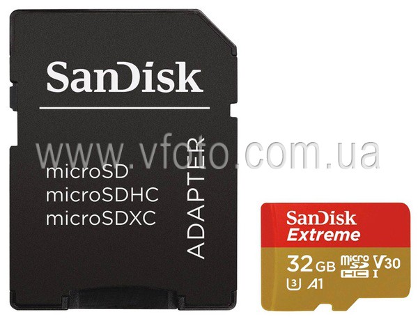 Карта памяти SanDisk microSDHC 32GB UHS-I U3 Extreme (SDSQXAF-032G-GN6MA) + SD адаптер (6347999)