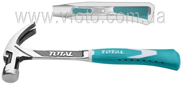 Молоток с гвоздодером TOTAL THT7143166 антивибрационная ручка 450г (6371561)