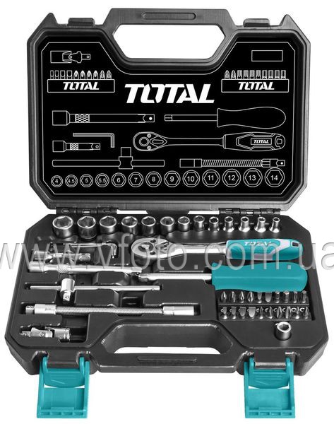 Набор инструментов TOTAL THT141451 ключей, головок торцевых 1/4", 45 предметов (6321289)