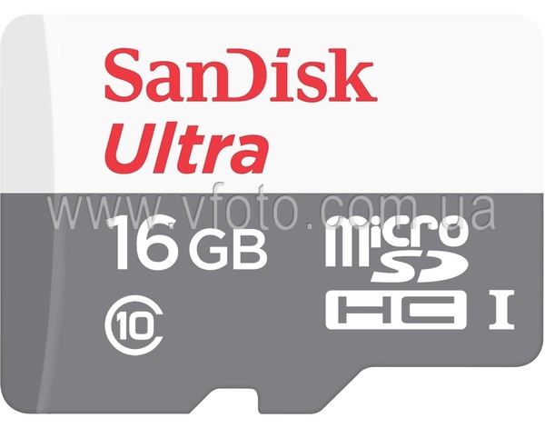 Карта памяти Sandisk microSDHC 16GB Ultra Class 10 UHS-I 48MB/s + SD (6314394)