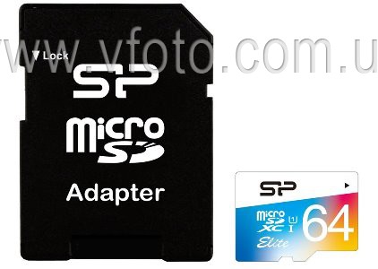 Карта памяти Silicon Power microSDXC 64 GB Cl 10 UHS-I Elite COLOR +ad (6240015)
