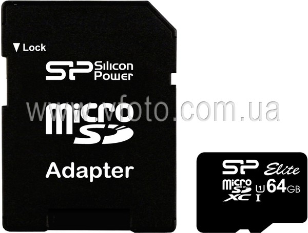 Карта памяти Silicon Power microSDXC 64 GB Class 10 UHS-I Elite (+ адаптер) (6022098)