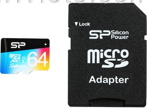 Карта памяти Silicon Power microSDXC 64 GB UHS-I Superior COLOR + ad (6240035)