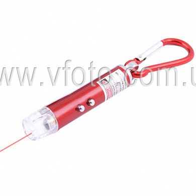 Фонарь брелок 9619-2LED, лазер, 3хAG13, карабин