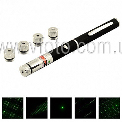 Фонарь-лазер зеленый 803-5, 2xAAA, 5 насадка, бархатная коробка (4894)