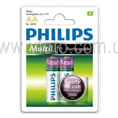 Аккумулятор Philips Ready to Use Ni-MH R6 2000 mAh 1x2 шт.