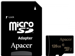 Карта памяти Apacer microSDXC 128GB UHS-I U1 Class 10 (AP128GMCSX10U1-R) + SD адаптер (6352032)