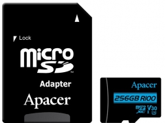 Карта памяти Apacer microSDXC 256GB UHS-I U3 V30 (AP256GMCSX10U7-R) + SD адаптер (6410590)
