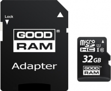 Карта памяти GoodRam microSDHC 32GB Class 10 UHS I (M1AA-0320R12) + SD адаптер (6440799)