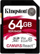 Карта памяти Kingston SDXC 64GB UHS-I U3 Canvas React (SDR/64GB) (6408566)