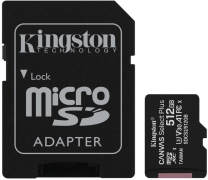 Карта памяти Kingston microSDHC 512GB Canvas Select+ A1 (R100/W85) + SD адаптер (6526407)