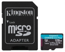 Карта памяти Kingston microSDXC 128GB Canvas Go+ U3 V30 (SDCG3/128GB) + Адаптер (6552770)