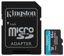 Карта памяти Kingston microSDXC 64GB Canvas Go+ U3 V30 (SDCG3/64GB) + Адаптер (6552769)