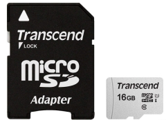 Карта памяти Transcend microSDHC 16GB UHS-I U1 (TS16GUSD300S-A) + SD адаптер (6412858)