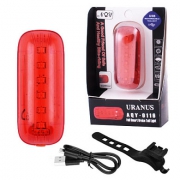 Велофонарь AQY-0116-6SMD, красный, ЗУ microUSB, встроенный аккумулятор (7656)