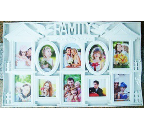 Фоторамка колаж XZ-10 Family 10фото (10х15-8,10х10-2) біл 16шт/ящ 49v5-20