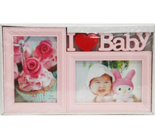Фоторамка колаж WK-2-6BA 2фото Baby 10х15 бел/роз/син 48шт/ящ 50v7-33