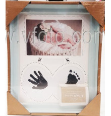 Фоторамка коллаж AM874 Baby 1фото 10*15 в комплекте губка с красителем бел/роз/синий 36шт/ящ 53v9-13 есть ножка и подвес