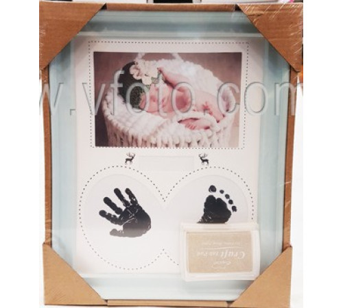 Фоторамка коллаж AM874 Baby 1фото 10*15 в комплекте губка с красителем бел/роз/синий 36шт/ящ 53v9-13 есть ножка и подвес