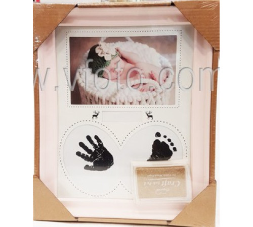 Фоторамка коллаж AM874 Baby 1фото 10*15 в комплекте губка с красителем бел/роз/синий 36шт/ящ 53v9-13 есть ножка и подвес