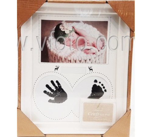 Фоторамка коллаж AM874 Baby 1фото 10*15 в комплекте губка с красителем бел/роз/синий 36шт/ящ 53v9-13 есть ножка и подвес
