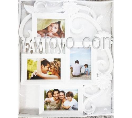 Фоторамка коллаж LL805 4фото Family бел 18шт/ящ 54v8-31