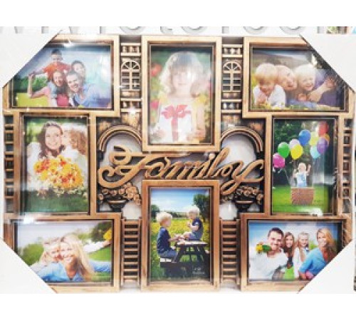 Фоторамка колаж A002 Family 7ФОТО бел/бронза 18шт/ящ 50v10-12