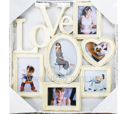 Фоторамка колаж 8106 LOVE 6ФОТО Біл/беж 18шт/ящ 52v4-24