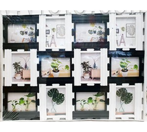 Фоторамка колаж WR1812 12фото 10х15 черн-бел/цвет 16шт/ящ 50v7-35