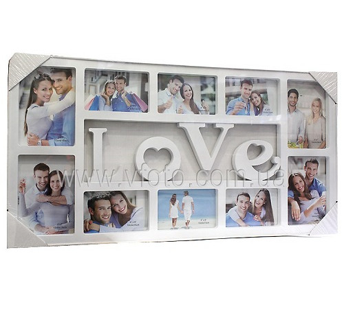Фоторамка колаж JJ004-LOVE 10фото (13x18-4,10x15-6) біл. 12шт/ящ 54v6-19